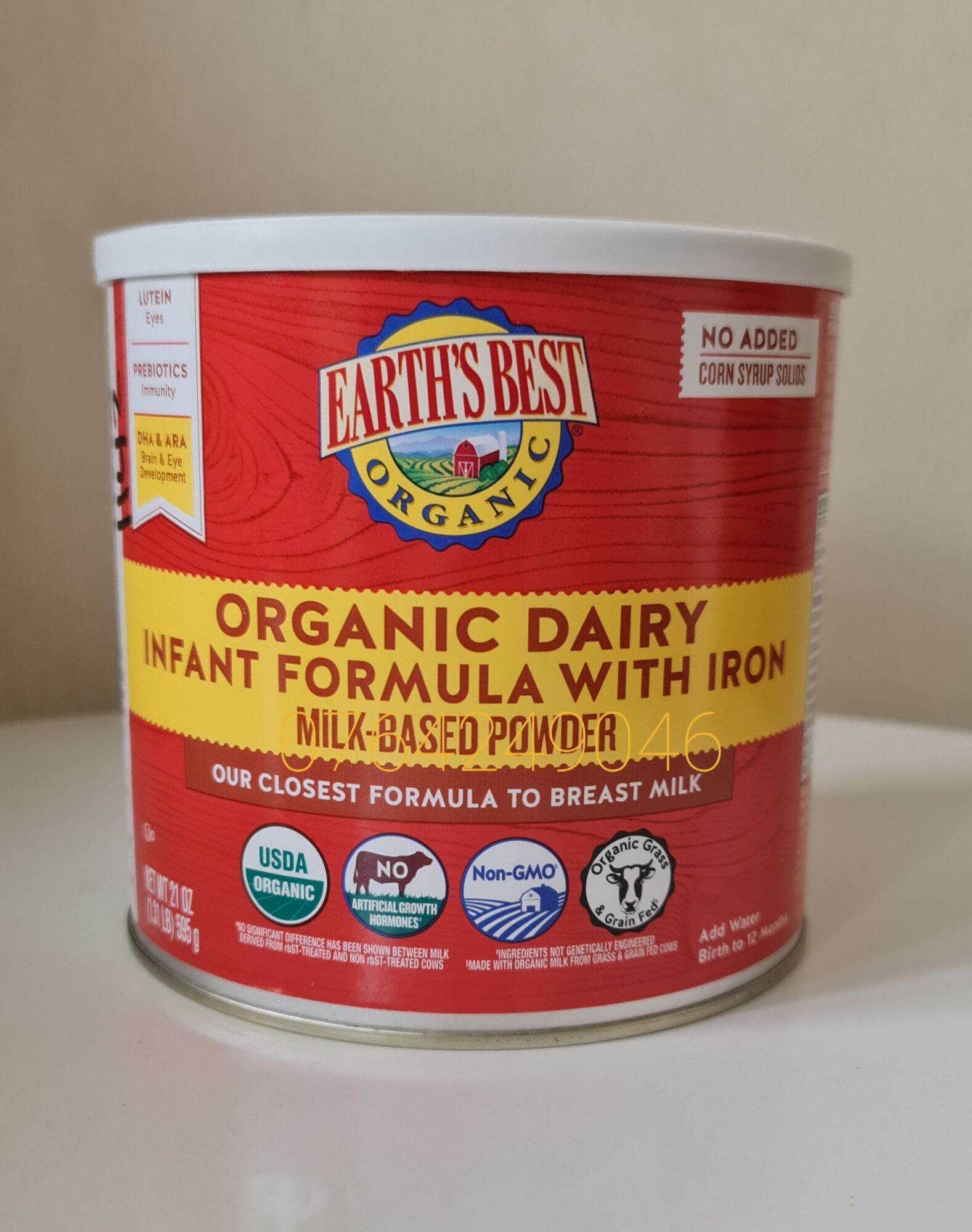 Sữa bột Earth's best đỏ organic dairy infant formula with iron