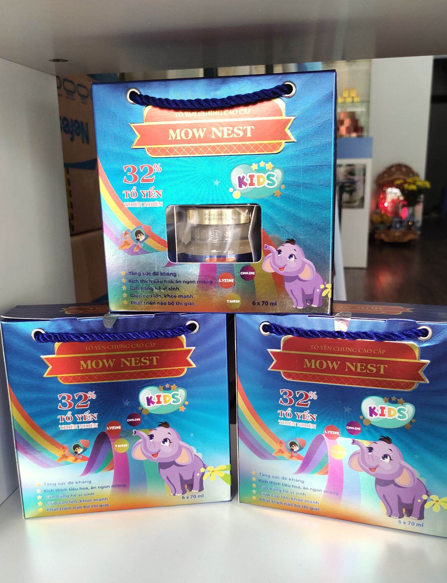 Yến chưng Mow Nest 32% tổ yến (Lốc 6 lọ 70Ml)