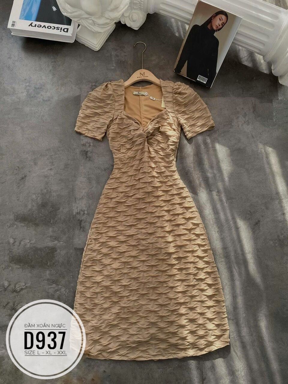 (60-90KG) MINSTORE Bigsize Đầm xoắn ngực D937