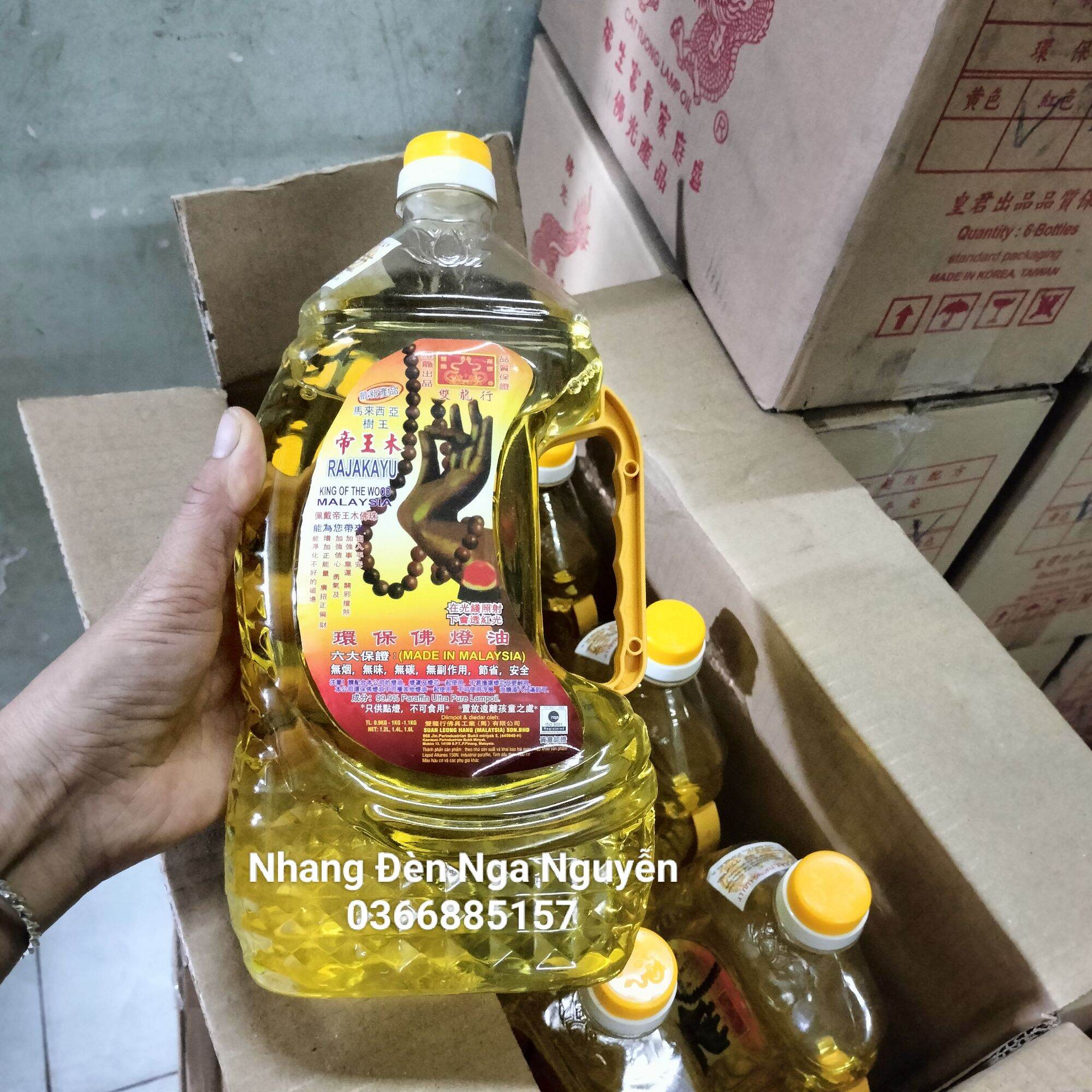 Thùng 6 chai dầu đốt đèn Cát Tường Lưu Ly cao cấp chai lớn 1,2 kg