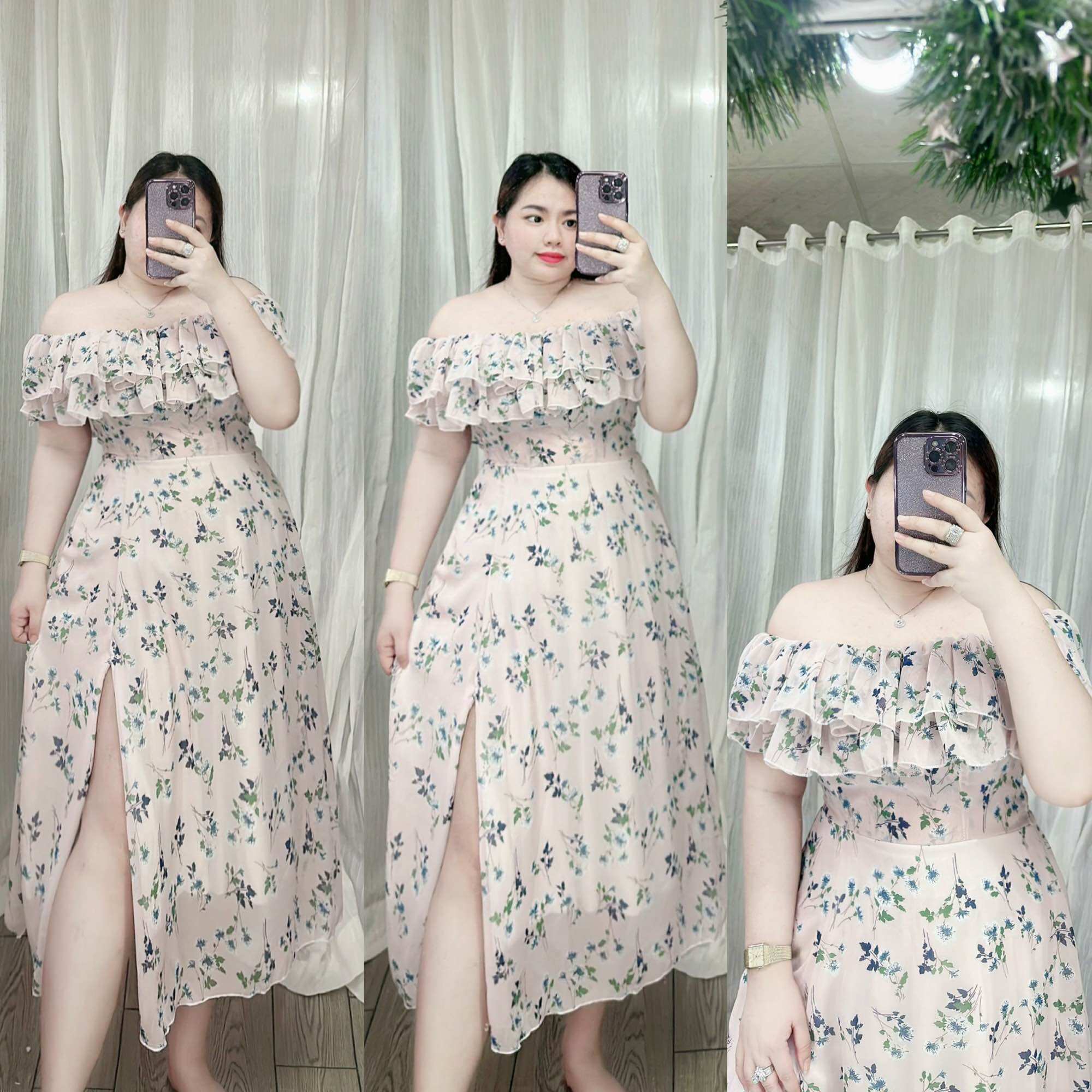 [Bigsize 60-85kg] Đầm voan xẻ tà