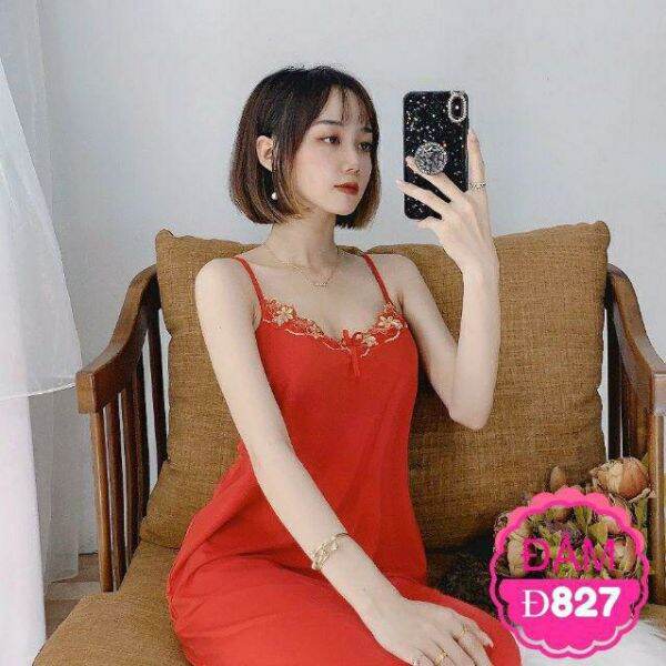 Lace Elastic Two-Strap Nightgown A76