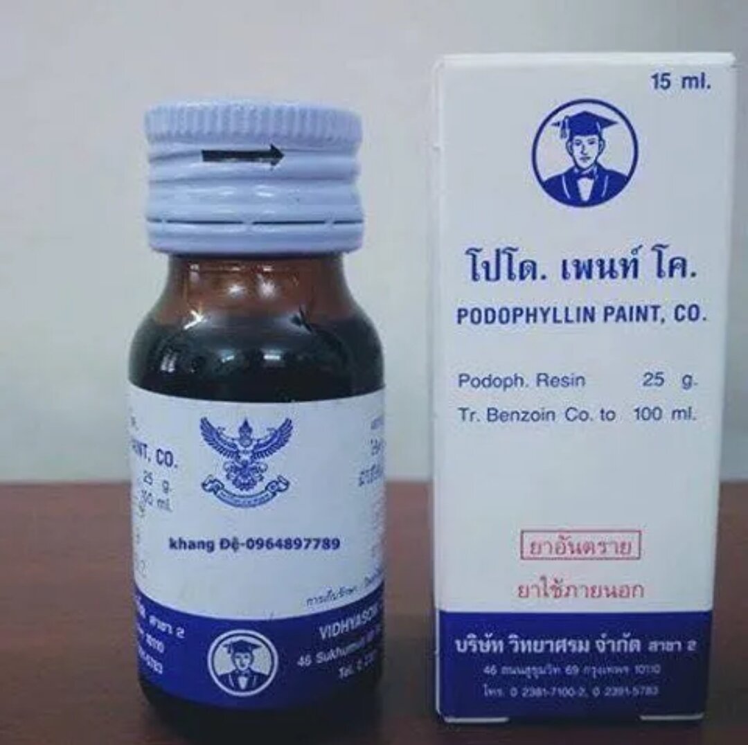  Che tên sản phẩm Podophyllin 25 Thái Lan sùi mào gà mụn cóc không tái phái 
