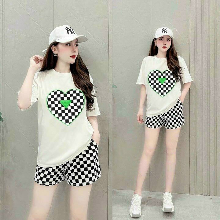 BỘ SHORT COTTON THÊU TIM PHỐI 3D