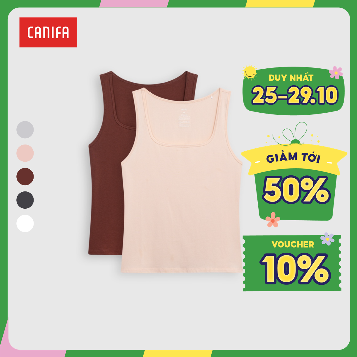 Áo phông nữ in to canifa chất liệu cotton pha, cổ tròn, tay cộc 6ts22s018