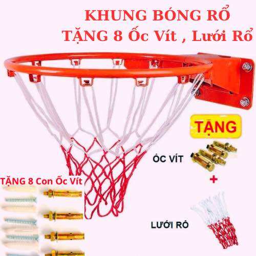 Vành bóng rổ, Lưới bóng rổ ⚡Tặng 8 con ốc vít⚡ khung kim loại_sơn chống gỉ_sơn tĩnh điện _hàng cao cấp