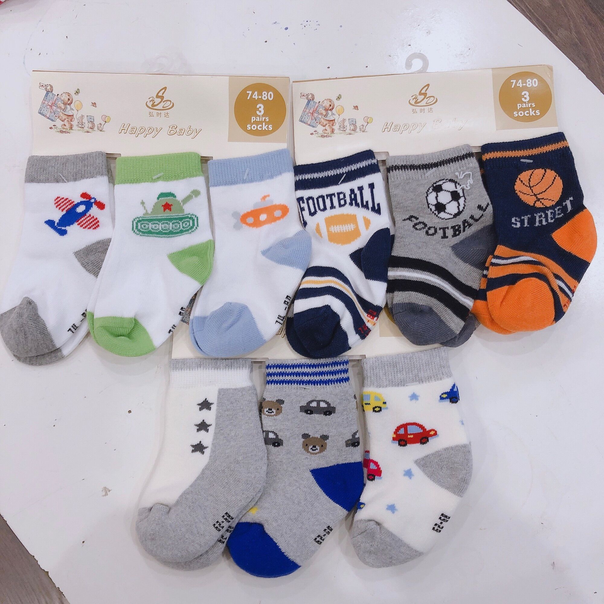 Set 3 đôi tất Happy Baby bé trai bé gái