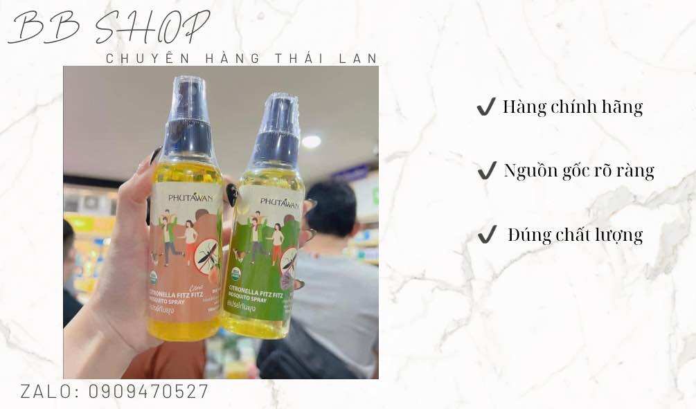 Tinh dầu xịt chống muỗi và côn trùng phutawan citronella thái lan