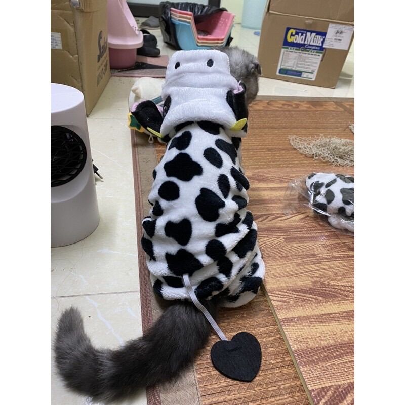 Bộ Quần Áo Bò Sữa cho chó mèo
