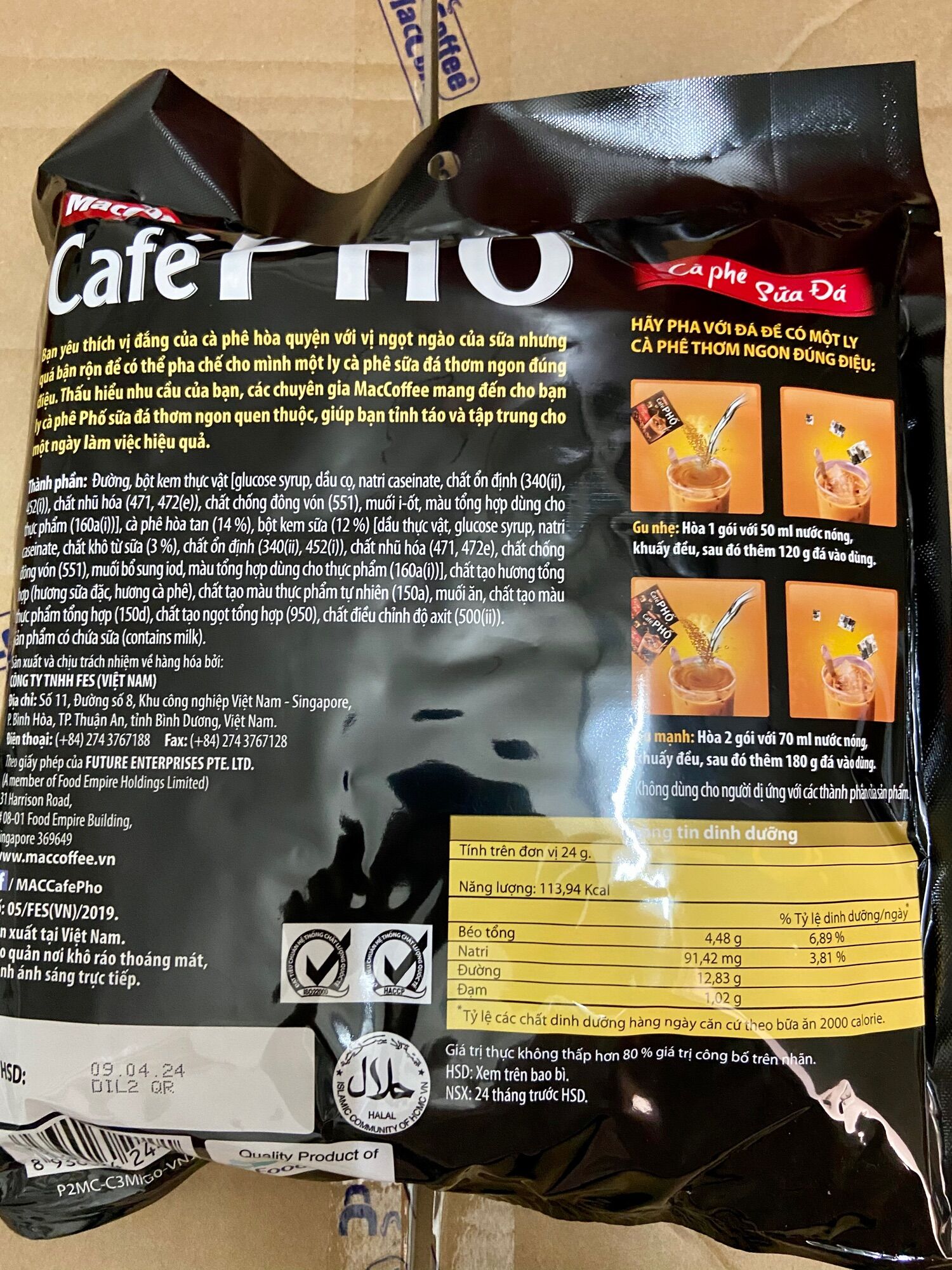 Cà phê sữa đá MacCoffee Café Phố 720g ( 30 gói x 24g )