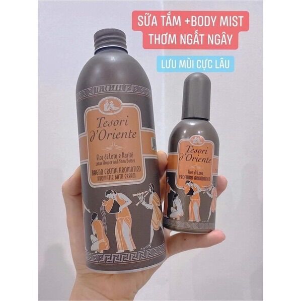 Combo sữa tắm và xịt thơm toàn thân body dưỡng ẩm cơ thể tesori d'oriente hoa sen