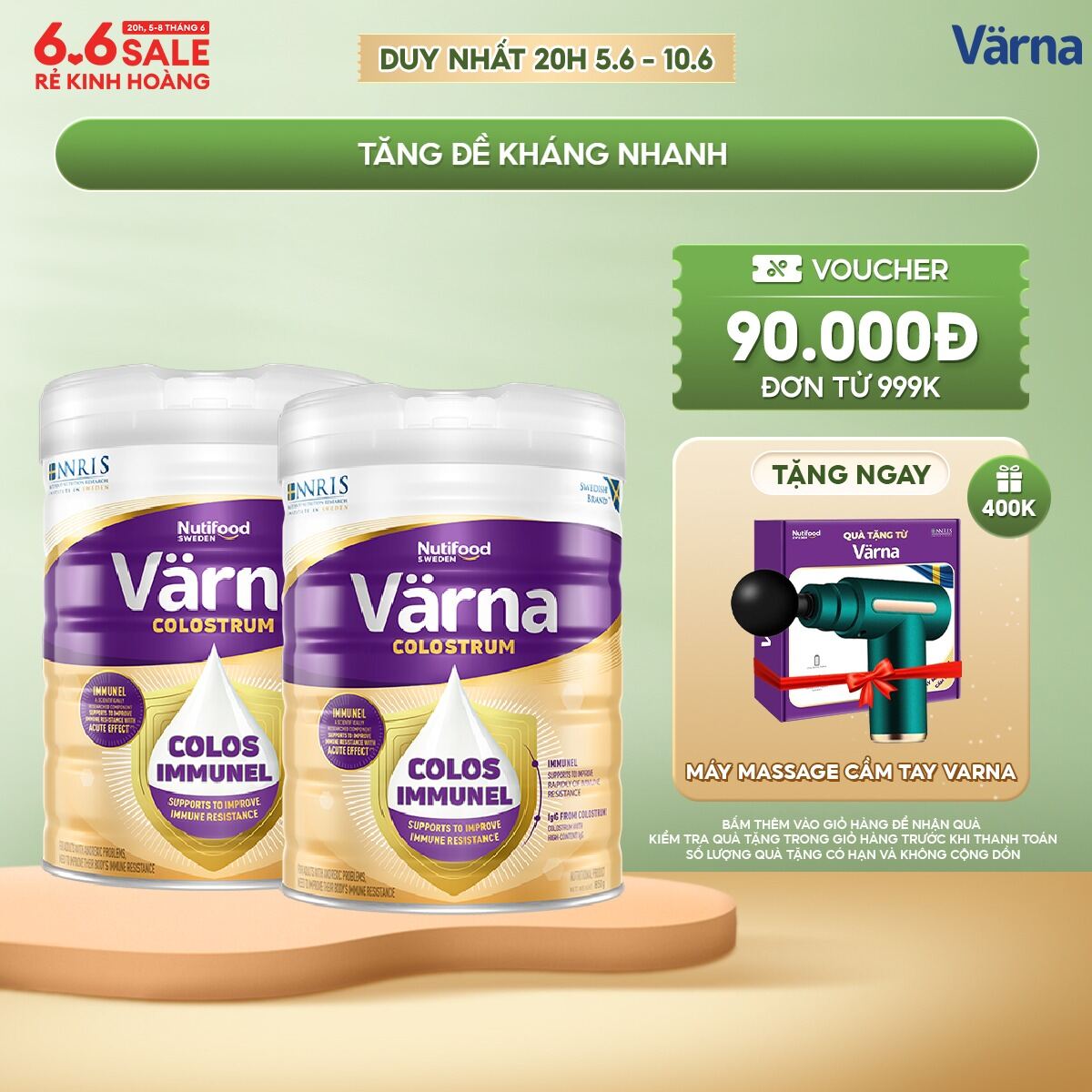 Combo 2 lon Sữa bột Varna Colostrum lon 850gr - Sữa non cho người già tăng cường đề kháng ( 850gr x 