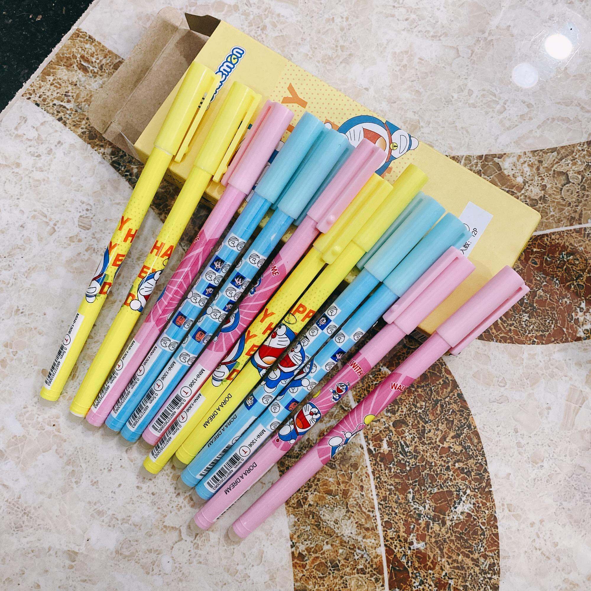 Hộp 12 bút tím xóa được, mực đậm Doraemon Nhật.