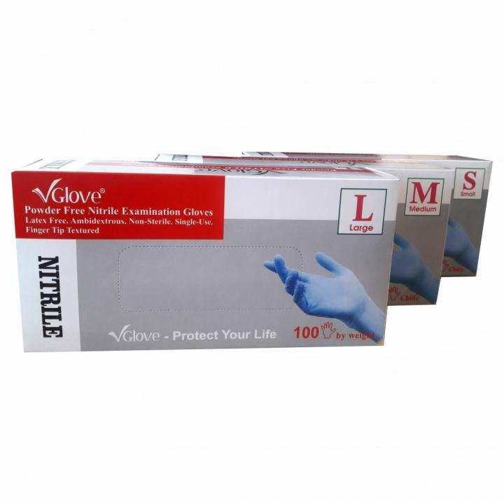 100 Chiếc Găng Tay Y Tế Không Bột Nitrile Xanh VGLOVE 3.5G Chính Hãng Khải Hoàn, Đạt Tiêu Chuẩn Bộ Y Tế