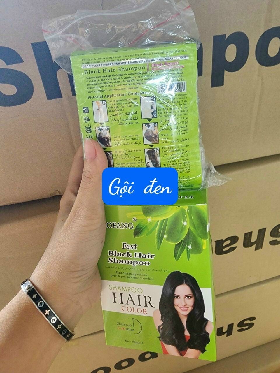 hộp 10 gói Dầu gội đen tóc thảo dược