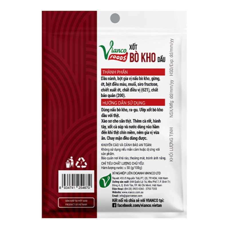 Xốt cà ri dầu/Bò kho dầu Vianco gói (18g)