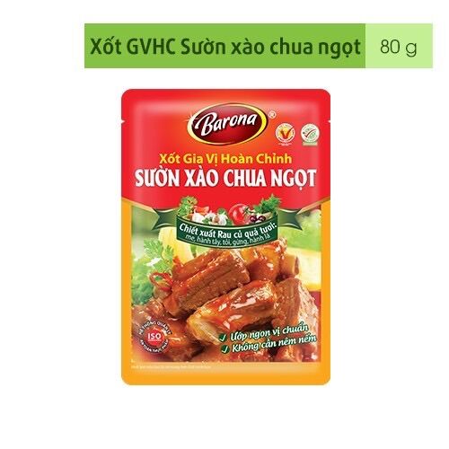 Xốt Gia Vị Hoàn Chỉnh BARONA - Sườn Xào Chua Ngọt gói 80g