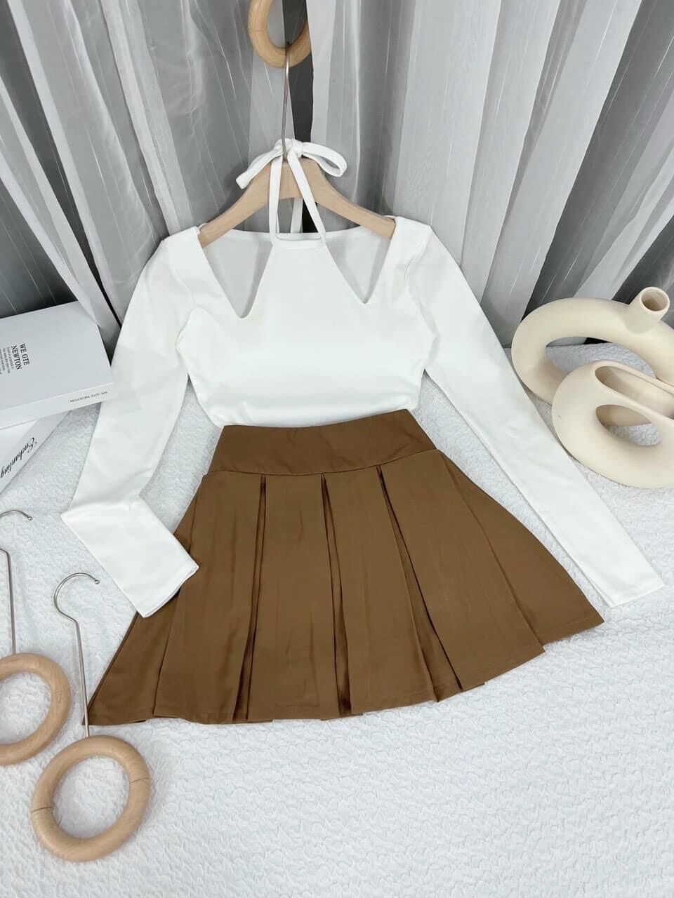 Set váy tennis + áo yếm gân tay dài