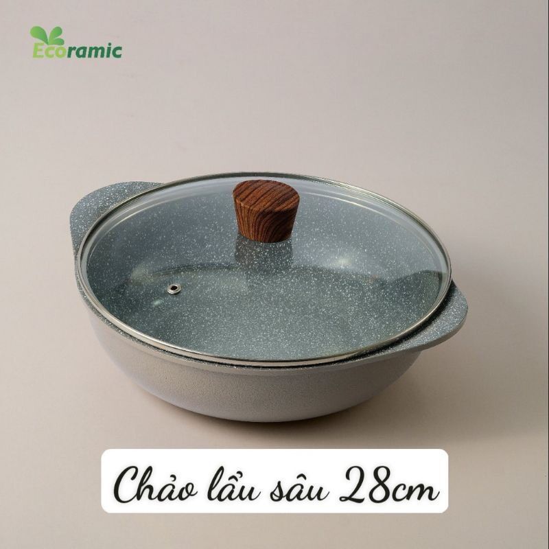 CHẢO LẨU SÂU 28cm ĐÁY TỪ ECORAMIC