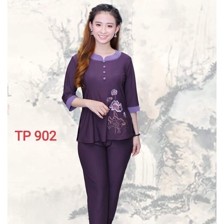 Đồ Lam Đi Chùa ✅ Mẩu Thun Tròn Phối giá Rẻ