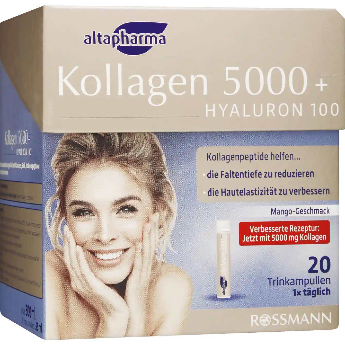 Collagen thủy phân Kollagen 5000 + Hyaluron Altapharma - Bí quyết giữ da trẻ trung và khỏe mạnh - Hộp 20 ống