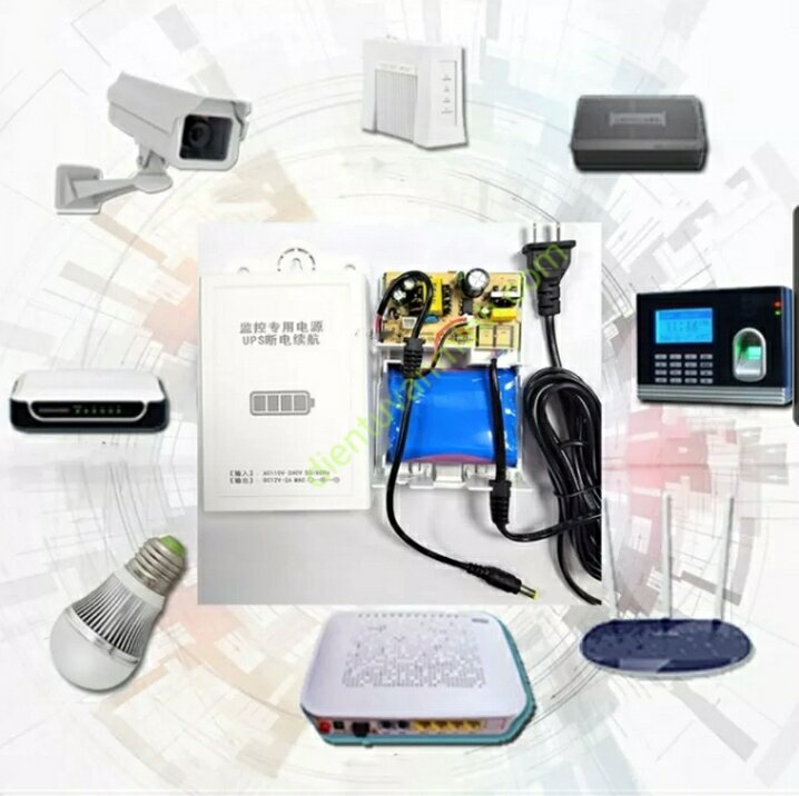 Nguồn 12V 2A kiêm pin dự phòng (UPS mini dành cho Camera, modem Wifi, NVR, NXR...)