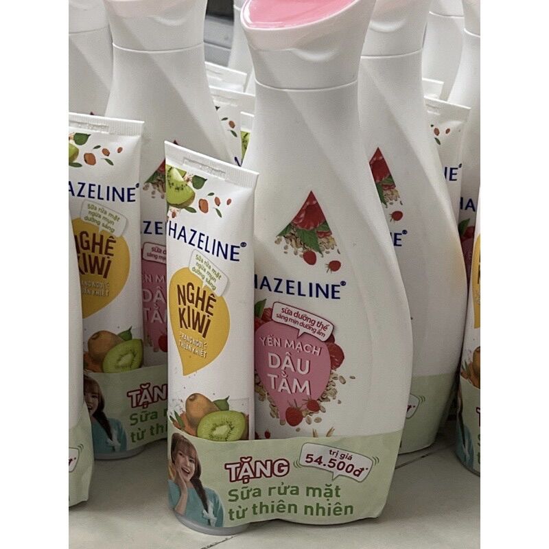 Sữa dưỡng thể hazeline 230ml tặng sữa rửa mặt nghệ kiwi