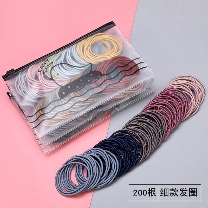 Dây thun buộc tóc dây buộc tóc kiểu mảnh dây buộc tóc hàn quốc đơn giản vỏ da buộc tóc dây thun nữ dây buộc tóc màu đen phụ kiện tóc