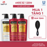 Combo 2 Dầu Gội Và 1 Dầu Xả TRESemmé Keratin Smooth KeratinBond+ Cho Tóc Vào Nếp Suôn Muột (640g X 2 Và 620g)