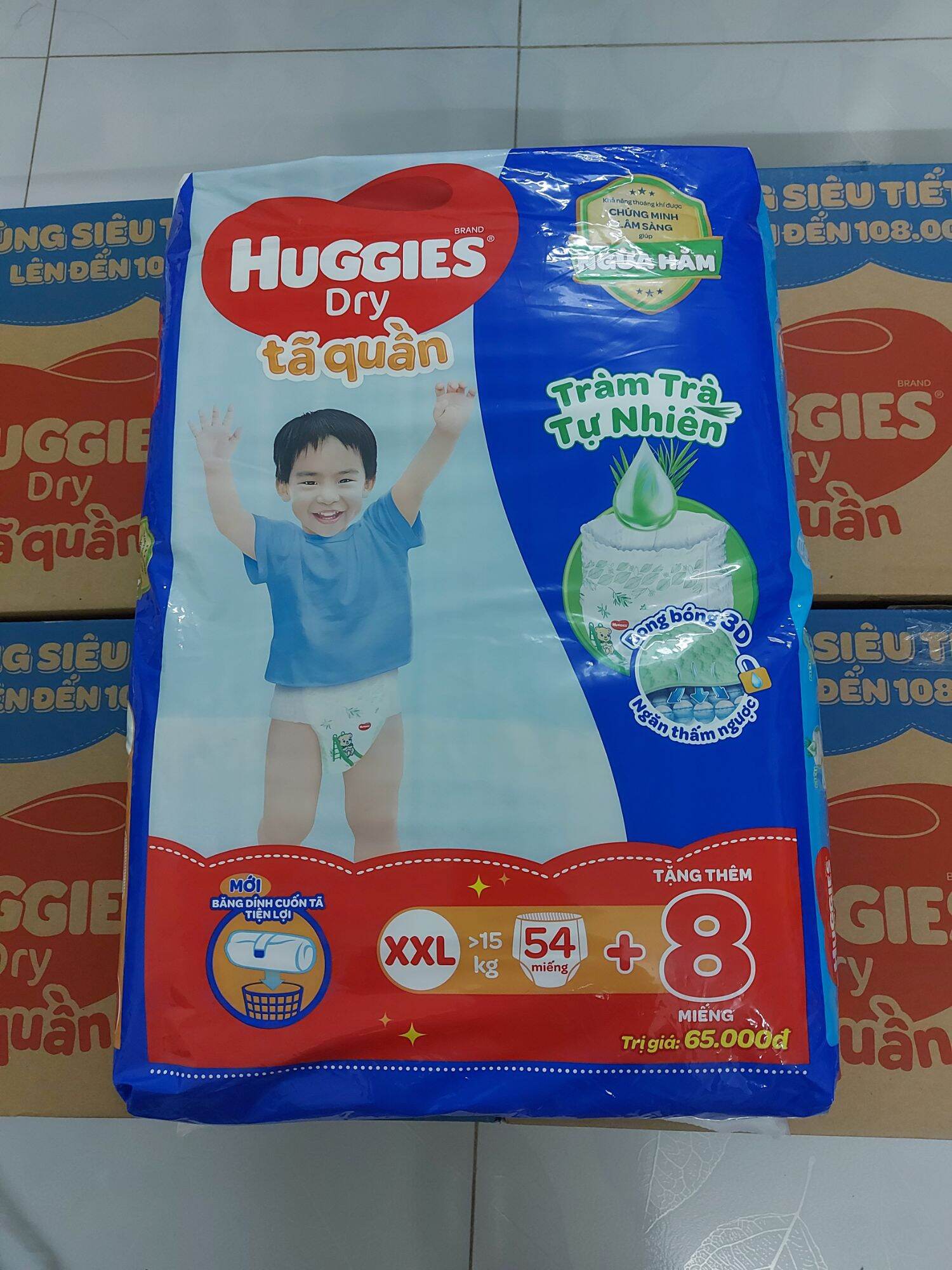 Tã quần Huggies Dry Gói Cực Đại XXL(54+8miếng)