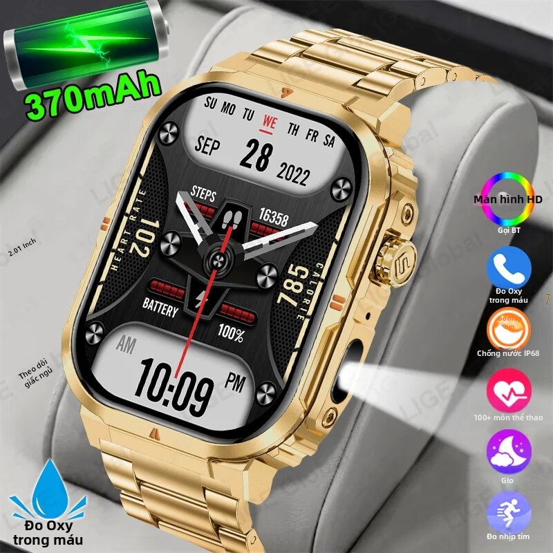 LIGE | Đồng Hồ Thông Minh Thể Thao LIGE 2.01 Inch Màn Hình HD Với Chức Năng Gọi Điện Trợ Lý Giọng Nói, Pin 370mAh, Thiết Bị Theo Dõi Thể Dục Dành Cho Nam Và Nữ
