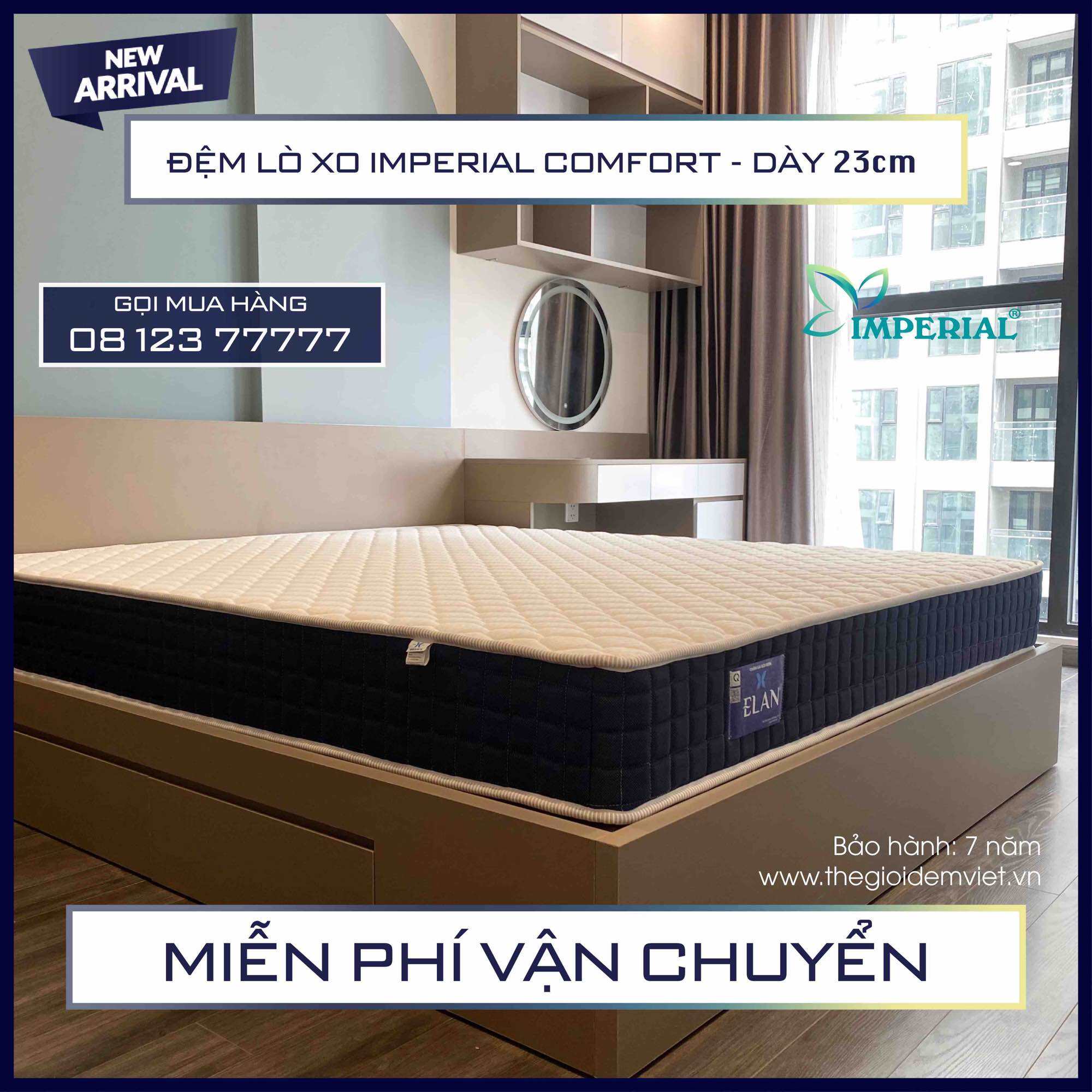 [FREE SHIP] ĐỆM LÒ XO ELAN IMPERIAL COMFORT - ĐÀN HỒI - ÊM ÁI - Dày 23cm - HÀNG CHÍNH HÃNG