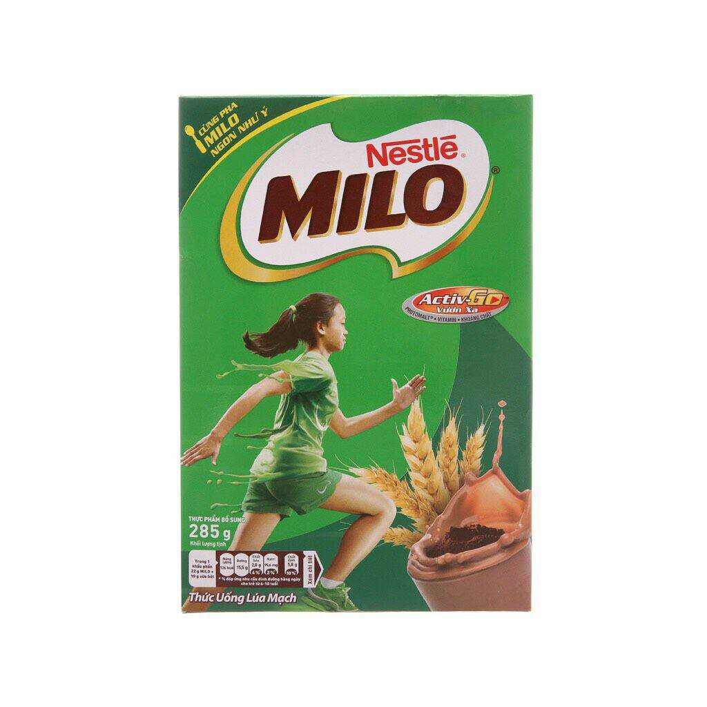 Milo nguyên chất hộp giấy 285 g