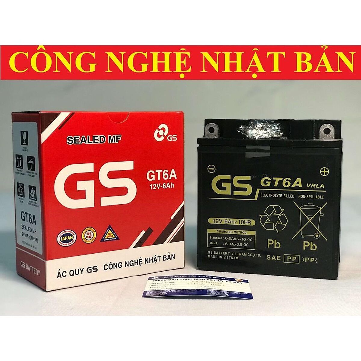 Ắc Quy Khô GS GT6A(12v-6ah) xài cho Dream,Wave 100,