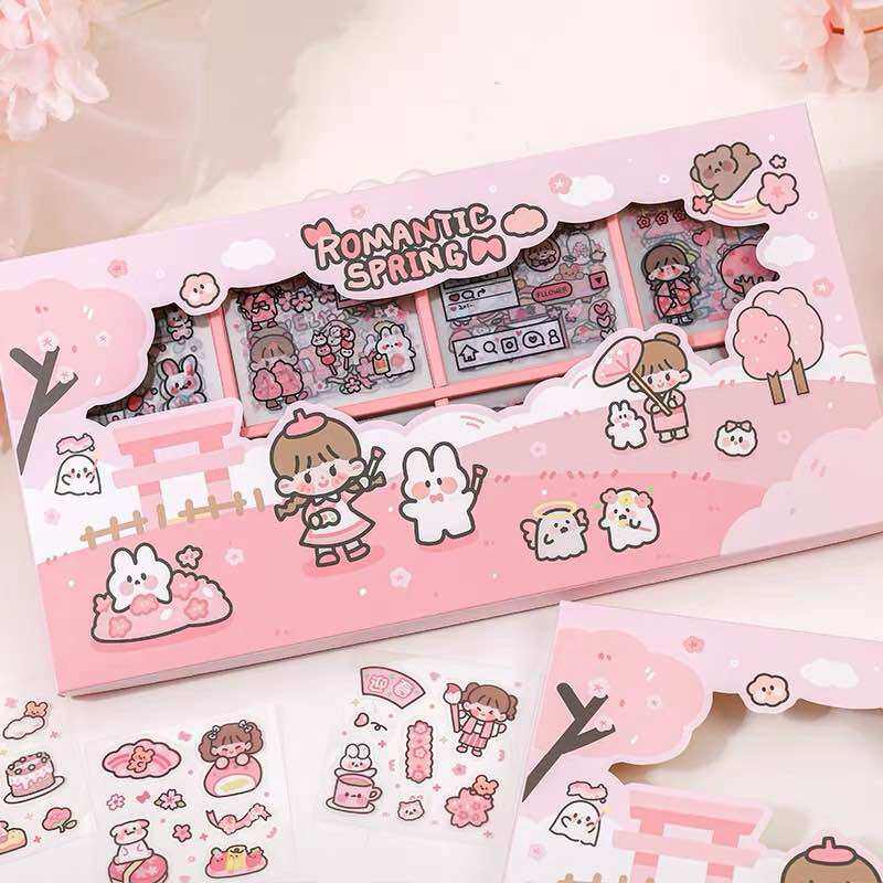 Sticker hộp 200 tấm hình dán dễ thương Spring (PVC)