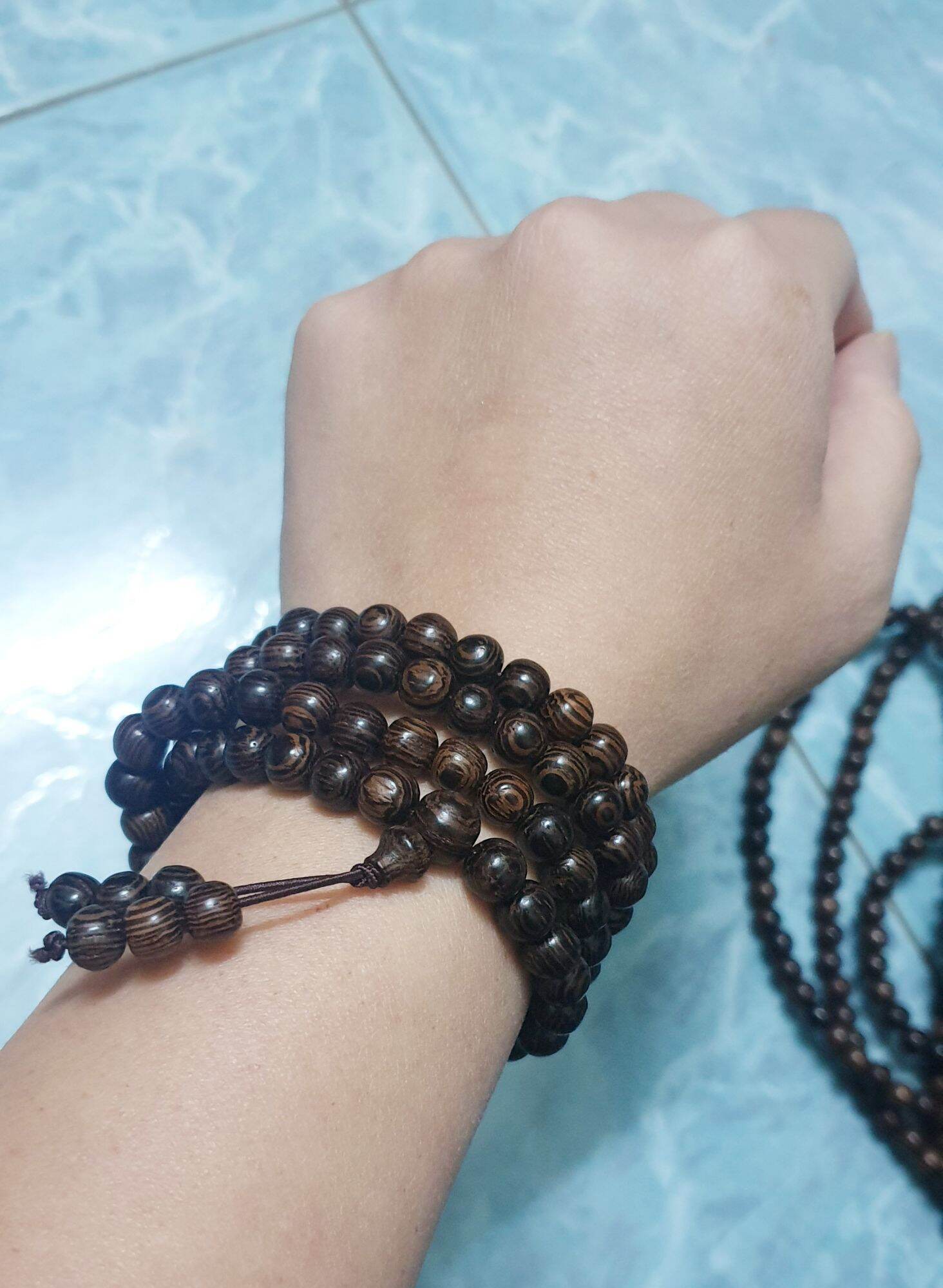 tràng 108 hạt gỗ mân tự nhiên (mun đuôi công) đẹp