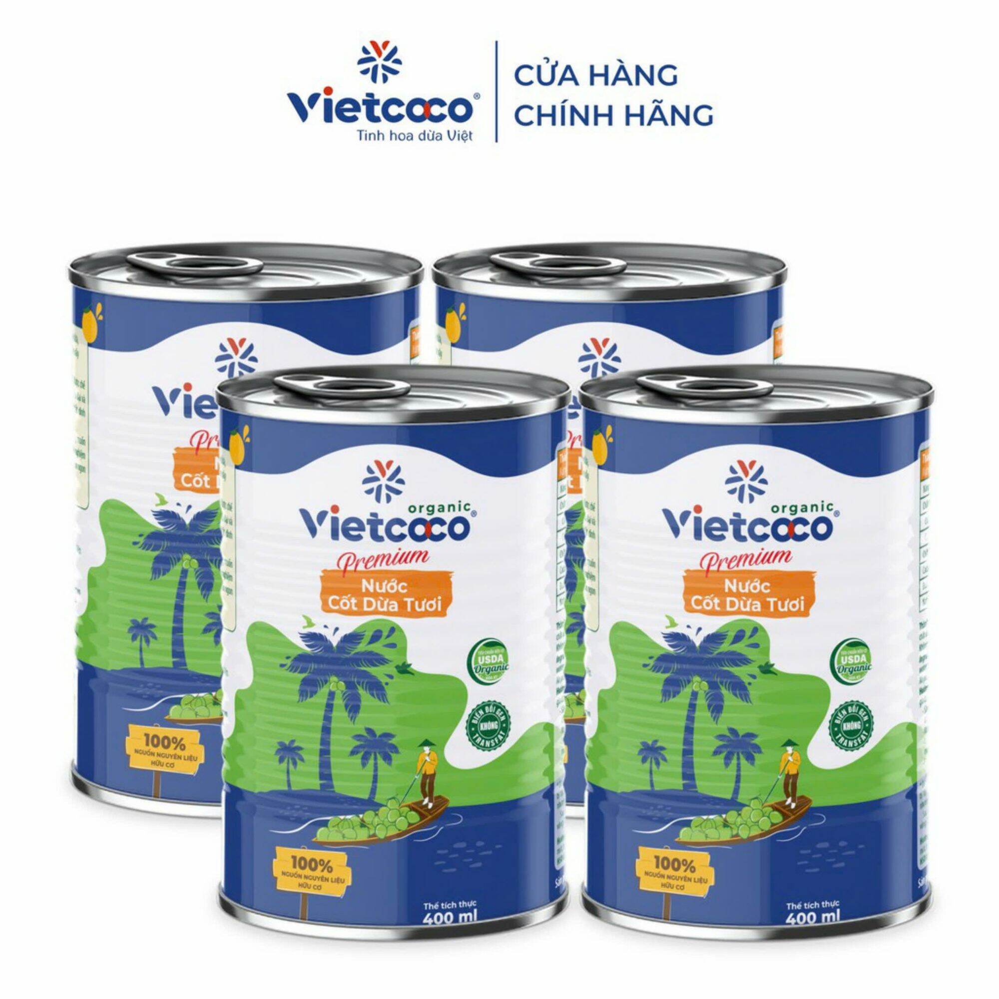 Nước cốt dừa tươi Organic vietcoco 400ml, date mới