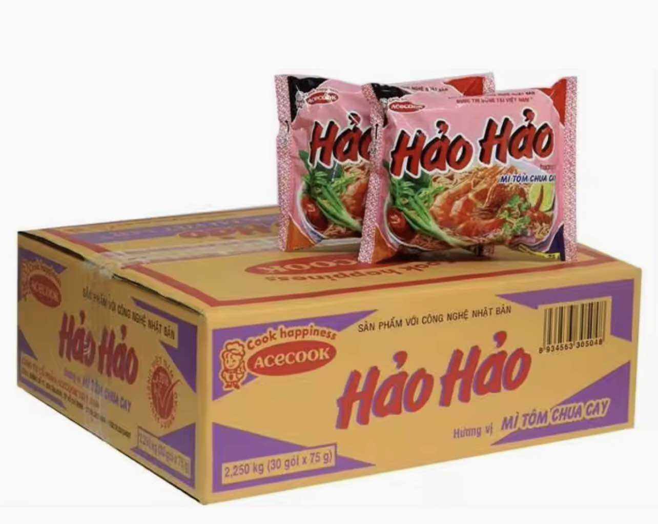 Mì gói Hảo Hảo chua cay ( 1 thùng × 30 Gói )