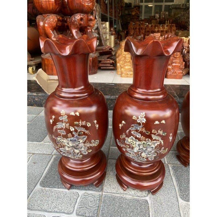 Cặp lục bình gỗ Lim cao 40cm