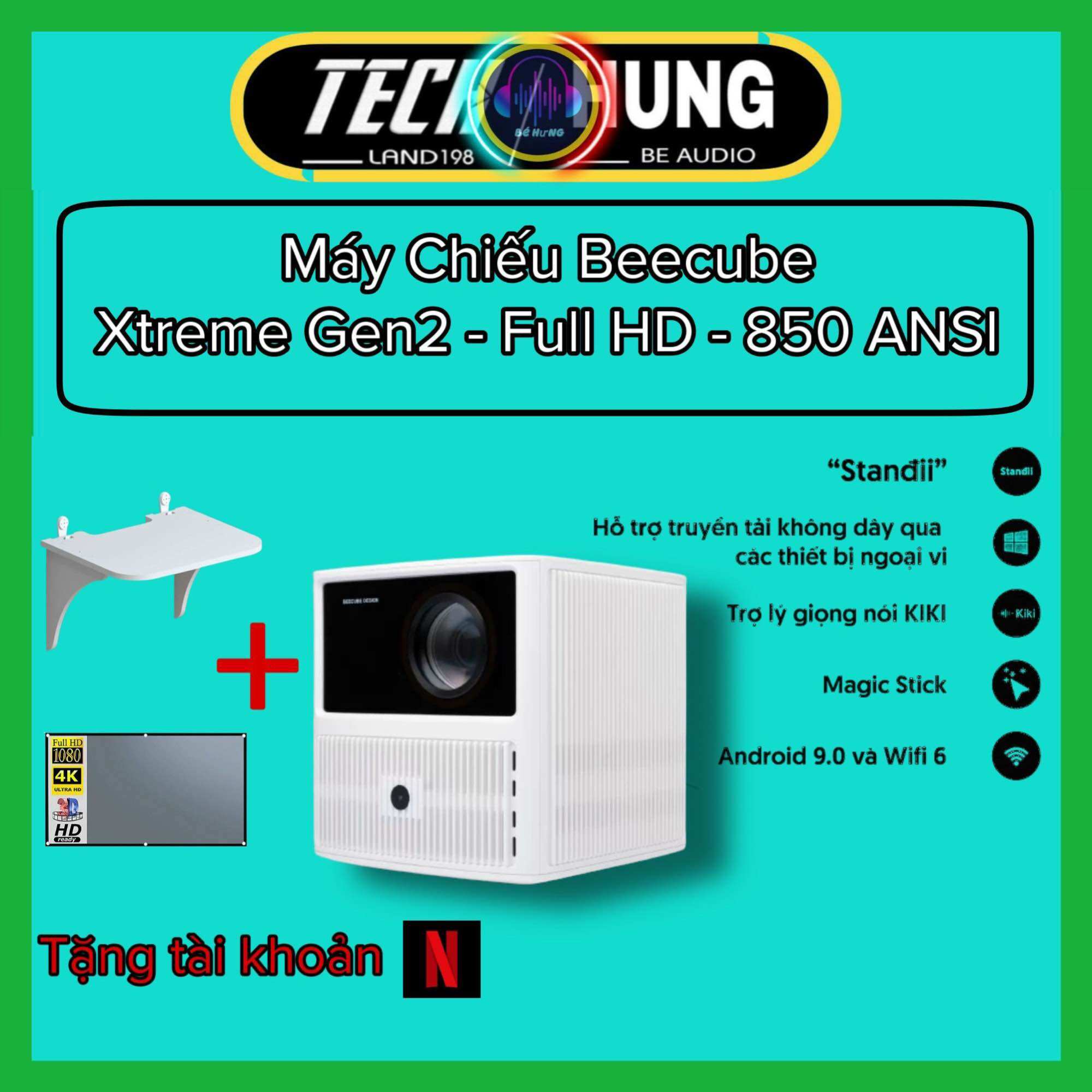 [Trả Góp 0%] Máy chiếu Mini BeeCube Xtreme Gen2 - Android 9.0 - Chính hãng cao cấp bảo hành 12 tháng