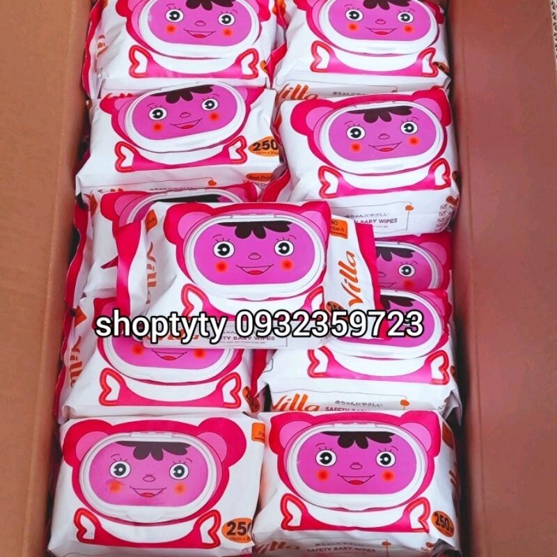 Combo 10 bịch khăn giấy ướt villa 250g khổ giấy lau to