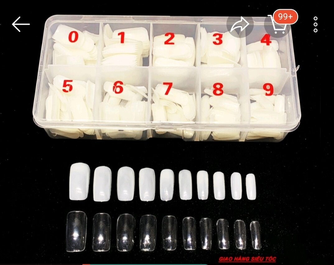 Móng úp chân dài đủ size hộp 500 móng