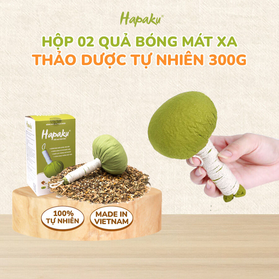 Bóng Massage Thảo Dược Hapaku, Bóng Mát xa Thảo Mộc (Hộp 2 Quả 300g)