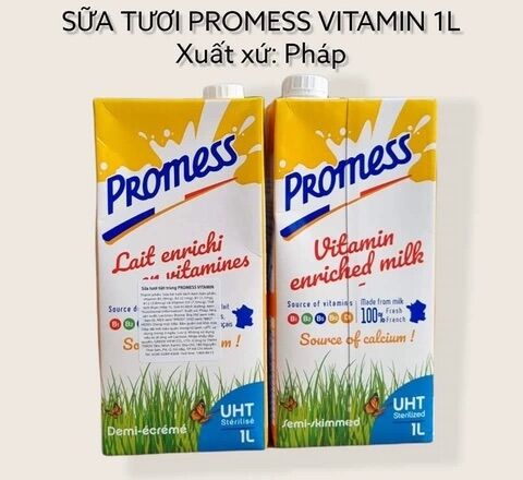 Sữa tươi Promess Vitamin Ít béo hộp 1L
