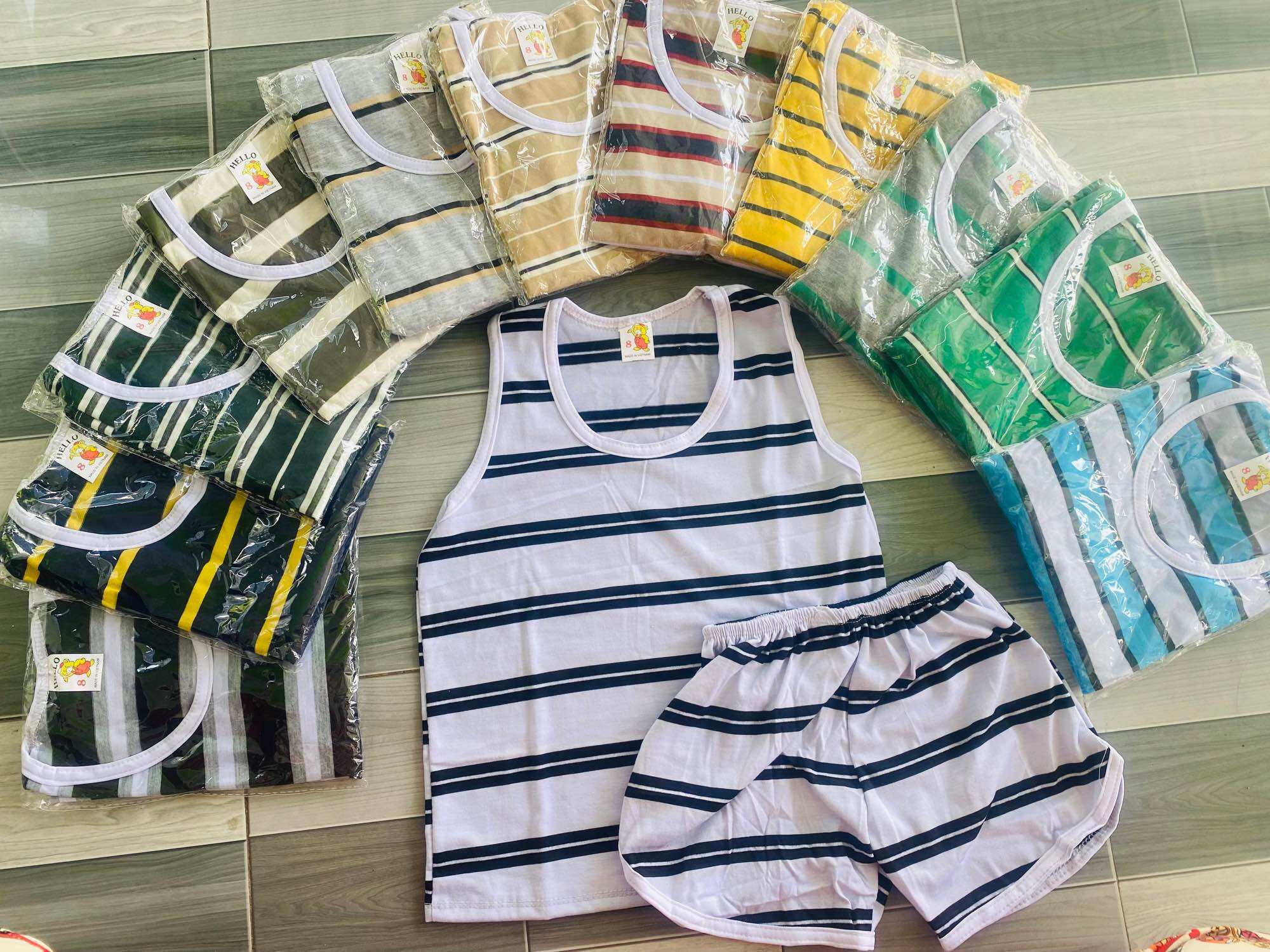 COMBO 4bo Đồ thun sọc bé trai, size 6-18kg