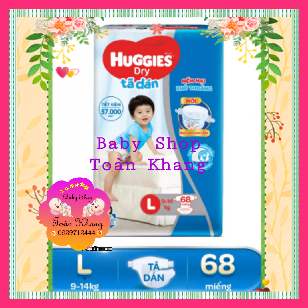 Tã dán huggies bọc kén con tằm size l 68 miếng