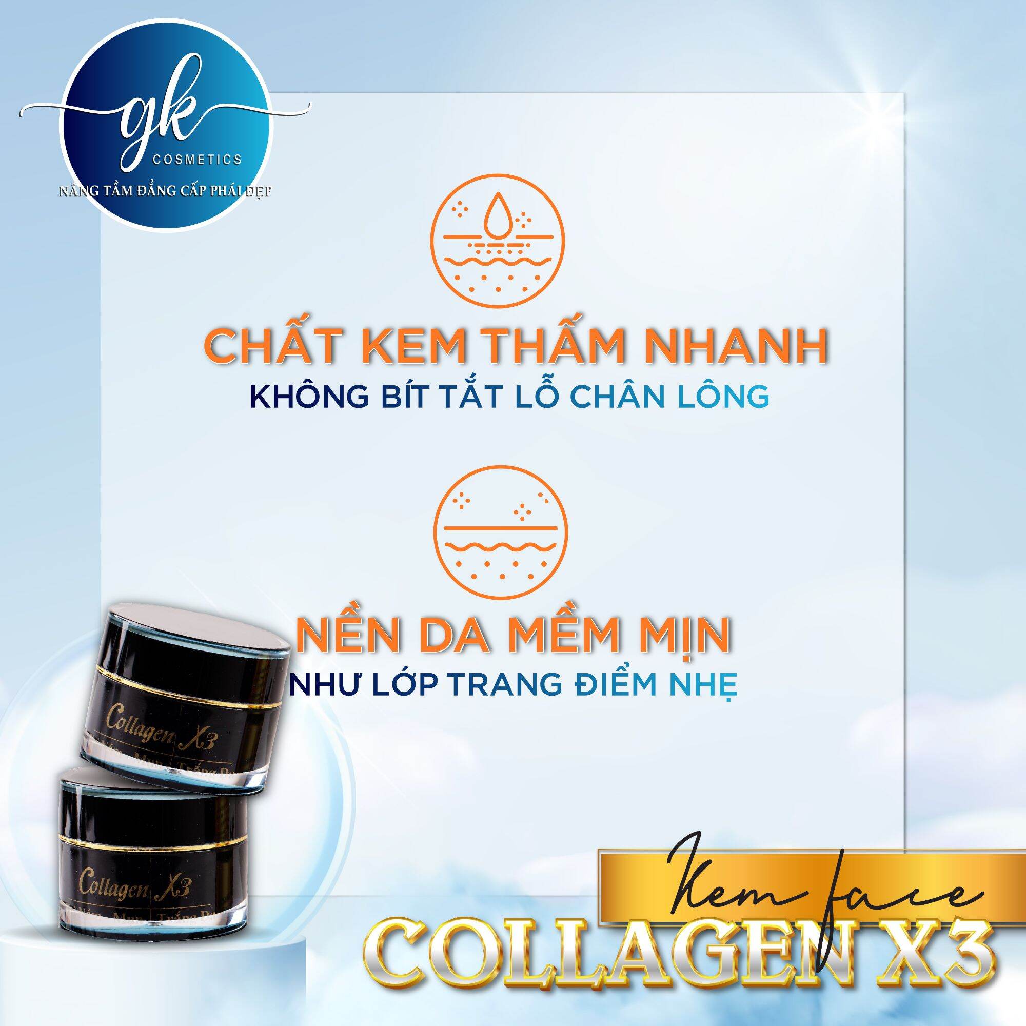 [Hcm]Kem Face Collagen X3 Giúp Giảm Nám Mụn Mờ Thâm Dưỡng Trắng Da Chống Nắng Spf 45++