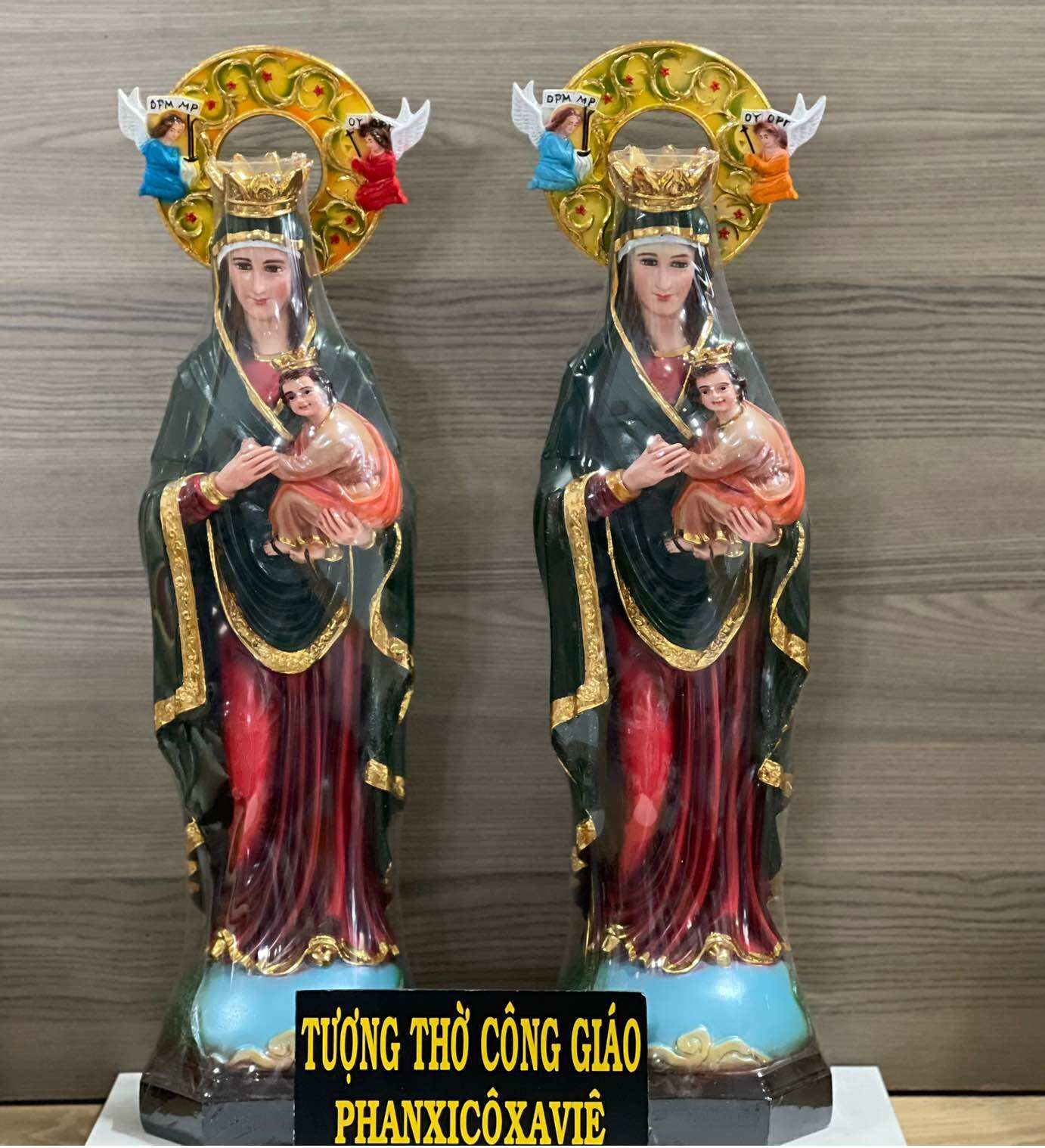 Tượng mẹ cứu giúp 56cm thiếp vàng - tượng thờ công giáo phanxico xavie.