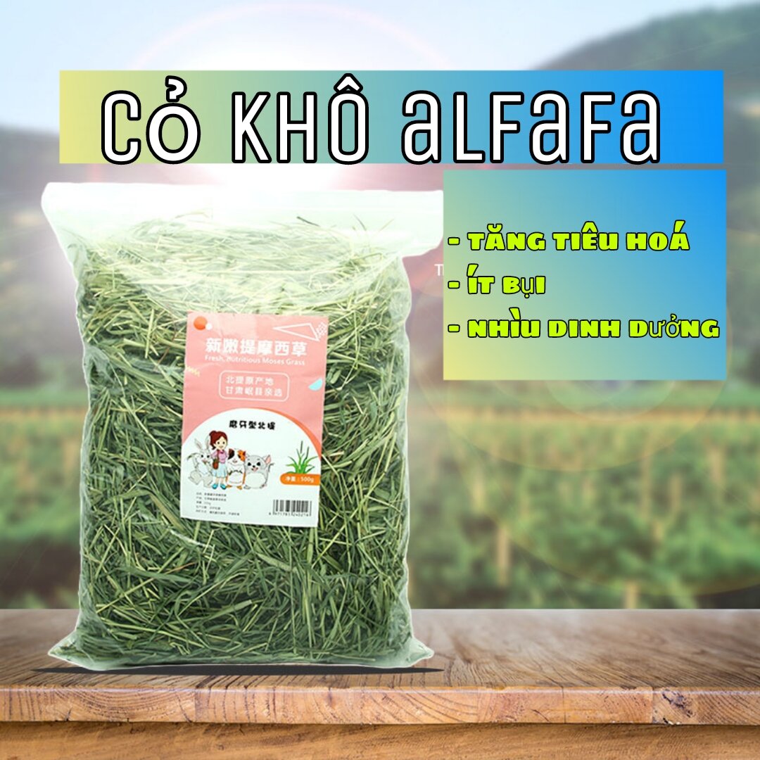 Cỏ khô Alfalfa túi 1kg cho thỏ - bọ
