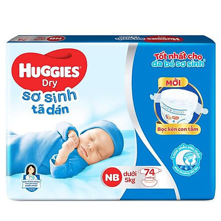 TÃ Dán Sơ Sinh HUGGIES NB70+6 cho bé dưới 5kg